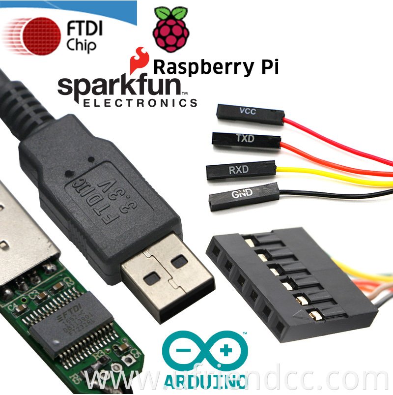 High Compatible WIN10 5V 3.3V FTDI FT232RL TTL 3V3 USB to Uart TTL Serial Converter Cable for Raspberry Pi Open Sourcing